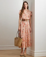Lauren Ralph Women's Floral Crinkle Georgette Tiered Skirt, Regular & Petite