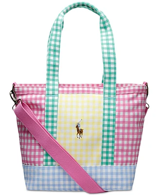 Polo Ralph Lauren Girls Canvas Gingham Logo Tote Bag