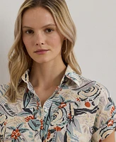 Lauren Ralph Women's Relaxed-Fit Print Short-Sleeve Shirt