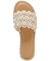 Dolce Vita Women's Harlyn Pearl Woven Raffia Slide Flat Sandals