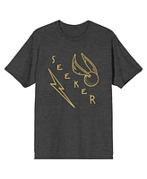 Harry Potter Quidditch Seeker Line Art Men's Charcoal Heather T-shirt-3XL