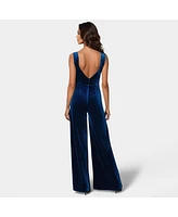 Bebe Women's Embellished Neckline Ultra Wide Leg Jumpsuit