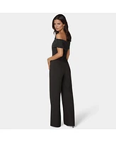 Bebe Women's Studded Off Shoulder Palazzo Jumpsuit