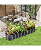 Outsunny Galvanized Raised Garden Bed Planter Box, 7.9' x 2' x 1.4',