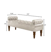 Velvet Tufted Bench for Bedroom, Living Room & Entryway, Window with Spindle Wooden Legs-The Pop Home