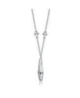 Sterling Silver White Gold Plated with Clear Cubic Zirconia Teardrop Necklace