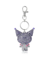 Sanrio Kuromi Crystal Keychain Bag Travel Charm – Sparkling Purple and Silver Rhinestones