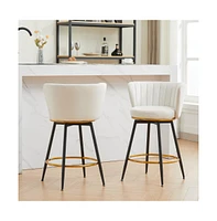 26" Counter Height Swivel Bar Stools Set of 2, Chair with Velvet Upholstered Seat-The Pop Home