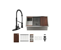 Casainc 30" L x 19" W Drop-in Stainless Steel Kitchen Sink with Faucet Included