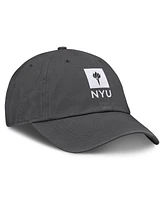 Top of the World Men's Heather Charcoal Nyu Violets Team Logo Washed Adjustable Hat