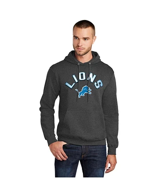 Starter Men's Charcoal Detroit Lions Arch Over Logo Pullover Hoodie