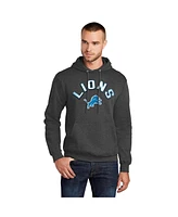 Starter Men's Charcoal Detroit Lions Arch Over Logo Pullover Hoodie