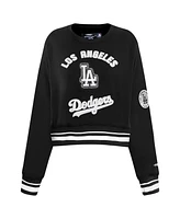 Pro Standard Women's Black Los Angeles Dodgers Cultivated Pearl Cropped Pullover Sweatshirt