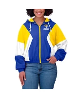 Wear by Erin Andrews Women's Royal/Gold Los Angeles Rams Plus Color Block Full-Zip Windbreaker Jacket