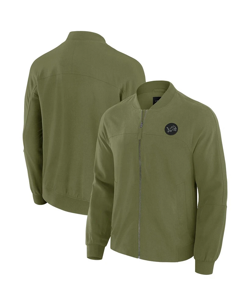 J. Palmer Men's Olive Detroit Lions Lightweight Cover-4 Tri-Blend Full-Zip Jacket