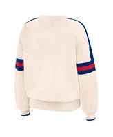 Wear by Erin Andrews Women's Cream Chicago Cubs Stripe Pullover Sweater