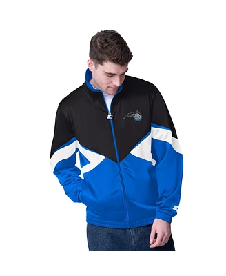 Starter Men's Black/Blue Orlando Magic Rush Applique Full-Zip Track Jacket