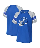 Starter Women's Blue Detroit Lions 1st Rounder Color Block Raglan Top