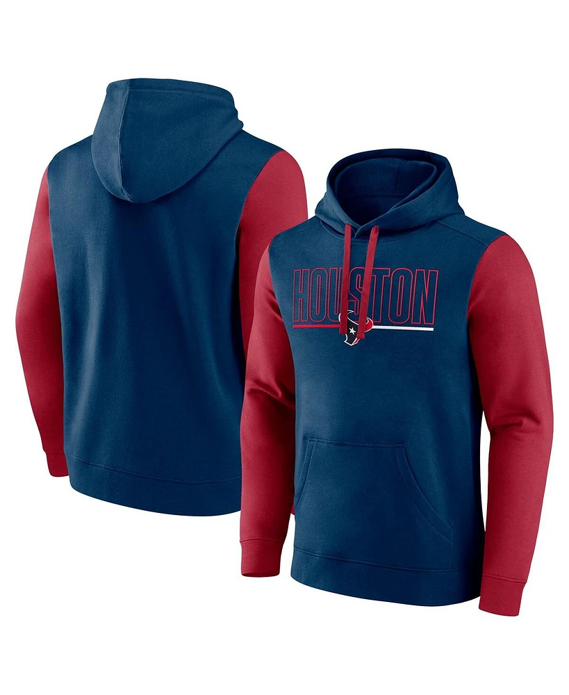 Fanatics Men's Navy/Red Houston Texans Outline Pullover Hoodie