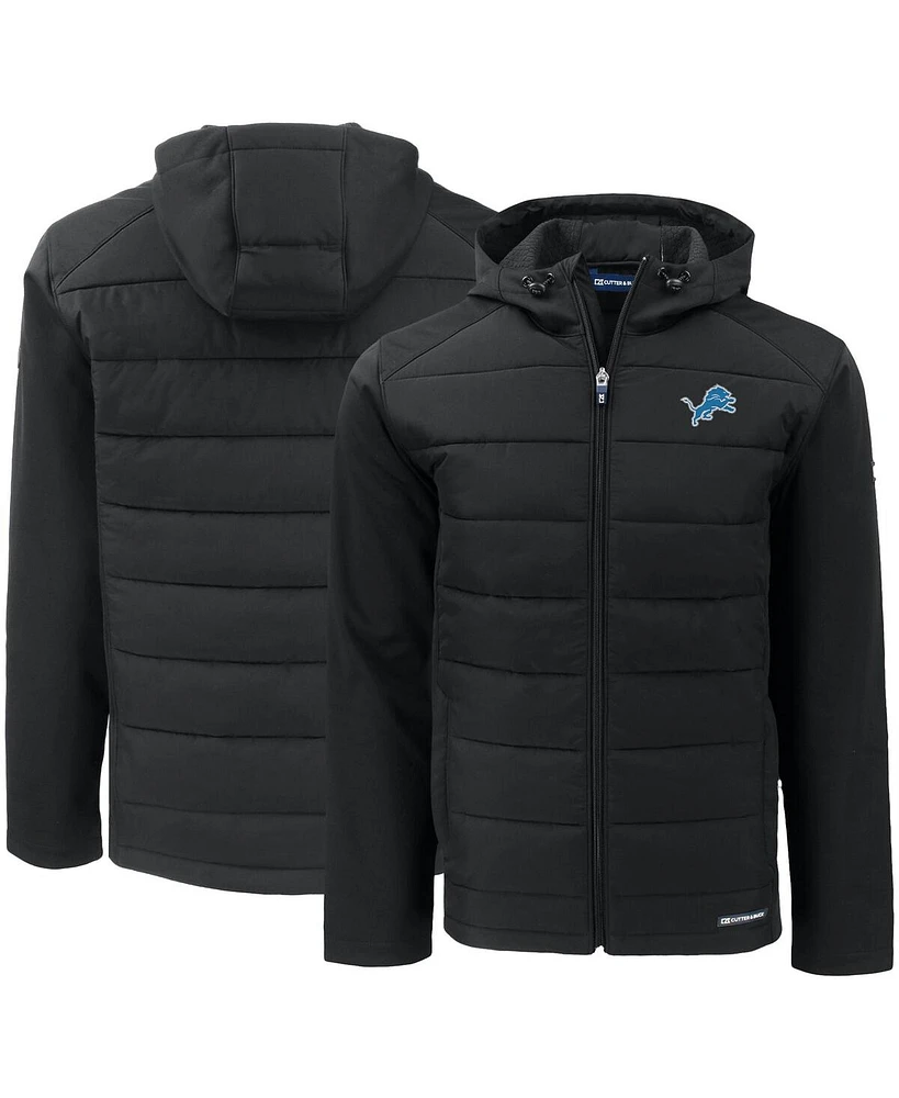 Cutter & Buck Men's Black Detroit Lions Evoke PrimaLoft Hybrid Softshell Full-Zip Hooded Jacket