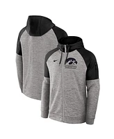 Nike Men's Heather Gray Iowa Hawkeyes Fitness Raglan Performance Full-Zip Hoodie