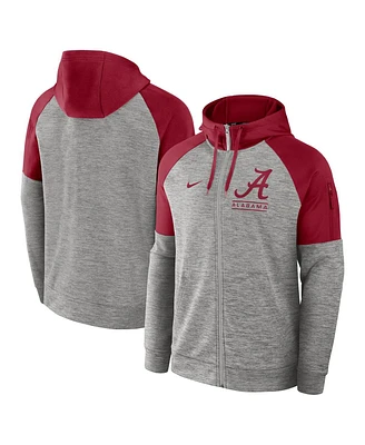 Nike Men's Heather Gray Alabama Crimson Tide Fitness Raglan Performance Full-Zip Hoodie