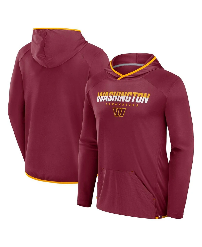 Fanatics Men's Burgundy Washington Commanders Transitional Defender Hoodie Long Sleeve T-Shirt