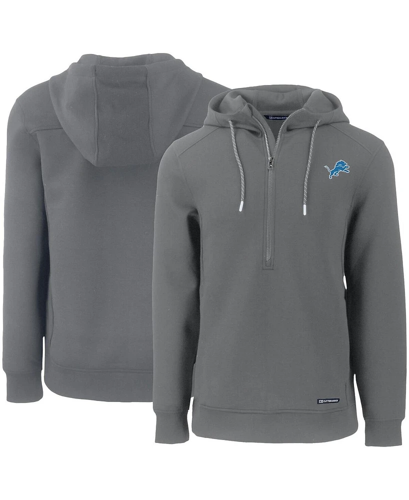Cutter & Buck Men's Gray Detroit Lions Primary Mark Roam Half-Zip Pullover Hoodie
