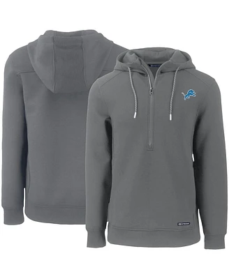 Cutter & Buck Men's Gray Detroit Lions Primary Mark Roam Half-Zip Pullover Hoodie