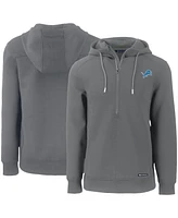 Cutter & Buck Men's Gray Detroit Lions Primary Mark Roam Half-Zip Pullover Hoodie