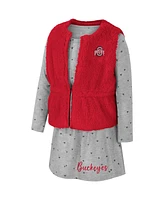 Colosseum Girls Toddler Scarlet Ohio State Buckeyes Meowing Vest Dress Set