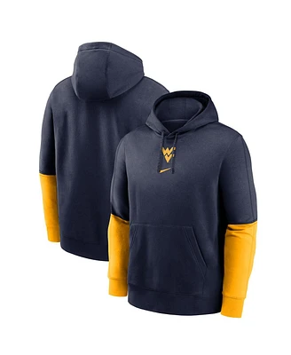 Nike Men's Navy/Gold West Virginia Mountaineers 2024 Sideline Club Pullover Hoodie