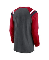 Nike Men's Heathered Charcoal Houston Texans Tri-Blend Raglan Athletic Long Sleeve Fashion T-Shirt