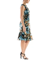 Donna Ricco Women's Floral-Print Flounce-Hem Sheath Dress