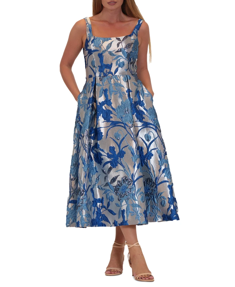 Donna Ricco Women's Floral Jacquard Midi Dress