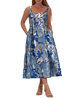 Donna Ricco Women's Floral Jacquard Midi Dress