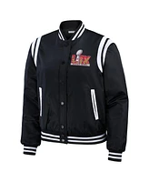 Wear by Erin Andrew Women's Black Super Bowl Lix Varsity Bomber Jacket