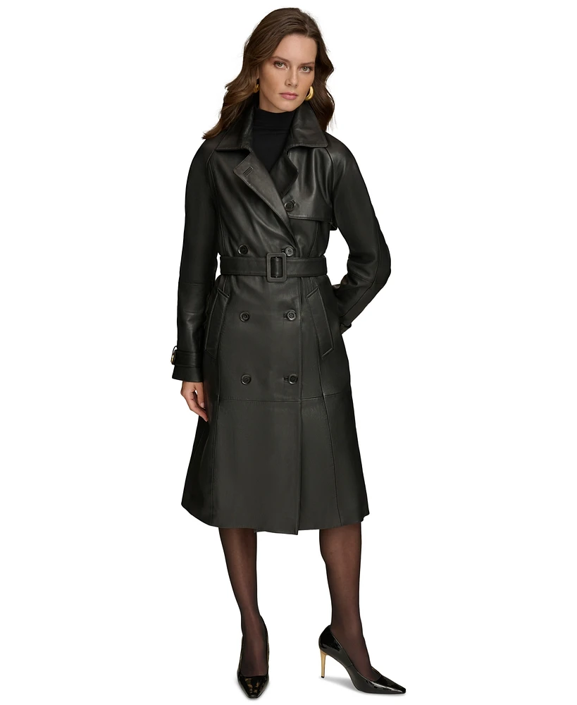 Donna Karan New York Women's Belted Leather Trench Coat