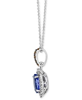 Le Vian Tanzanite (1 ct. t.w.) & Diamond (1/3 ct. t.w.) Halo Pendant Necklace in 14k White Gold, 19"