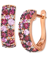 Le Vian Multi-Gemstone (1-1/4 ct. t.w.) & Nude Diamond (1/10 ct. t.w.) Cluster Small Hoop Earrings in 14k Rose Gold, 0.59"