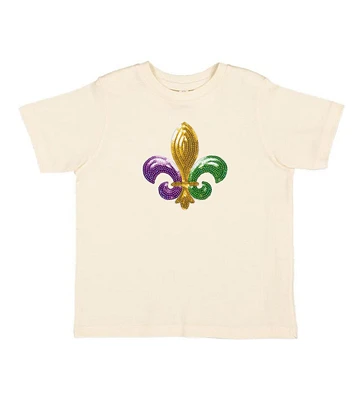 Sweet Wink Toddler Girls Mardi Gras Fleur De Lis Patch Short Sleeve T-Shirt