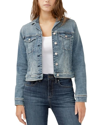 Silver Jeans Co. Women's Notched Crop Jean Jacket