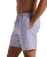 Original Penguin Men's Geo Print Drawstring 7" Swim Trunks