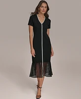 Donna Karan New York Women's Mixed-Media Midi Dress