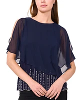 Msk Women's Embellished Cold-Shoulder Top