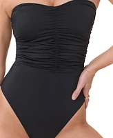 Women's Pana Floral Print Sweetheart Bandeau Ruched Center One-Piece Swimsuit