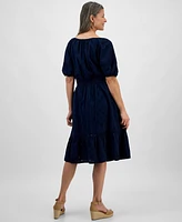 Style & Co Women's Cotton Eyelet Ruffled Midi Dress, Exclusively at Macy's