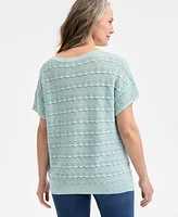 Style & Co Women's Metallic Pointelle Dolman-Sleeve Sweater, Exclusively at Macy's