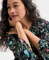 Style & Co Women's Printed Pintuck Ruffle Sleeve Top, Exclusively at Macy's