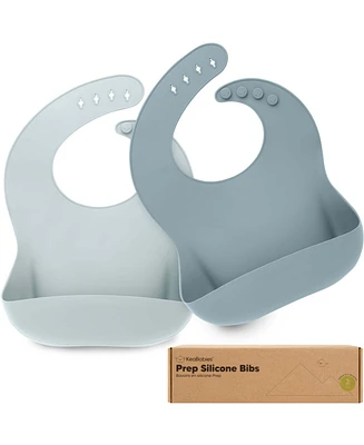 KeaBabies 2-Pack Silicone Bibs for Babies, Food Grade Baby Eating, Feeding, Toddler Bibs, Boys, Girls